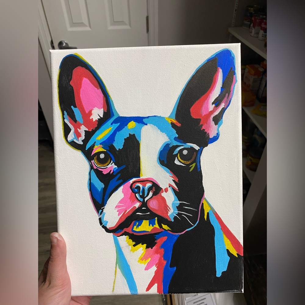 Hand Crafted Vibrant Dog Portrait - Multicolor